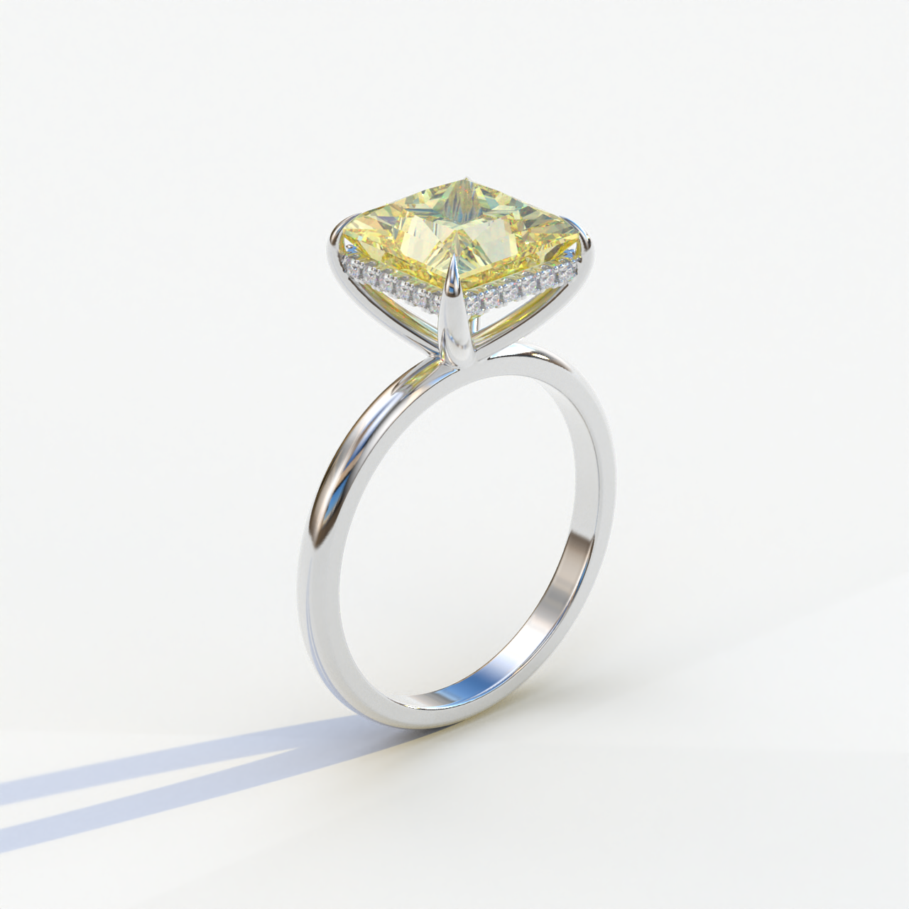 3 Carat Princess Cut Yellow Lab Diamond Ring - Bellissimo