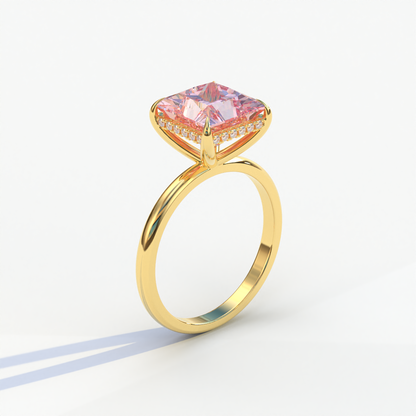 3 Carat Princess Cut Pink Lab Diamond Ring - Bellissimo