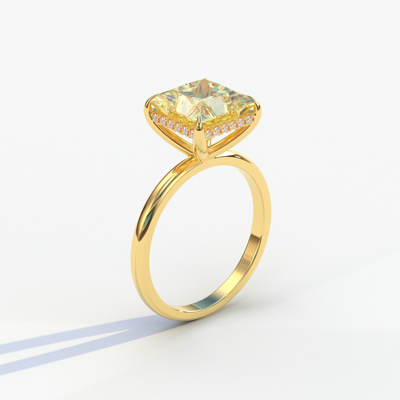 3 Carat Princess Cut Yellow Lab Diamond Ring - Bellissimo