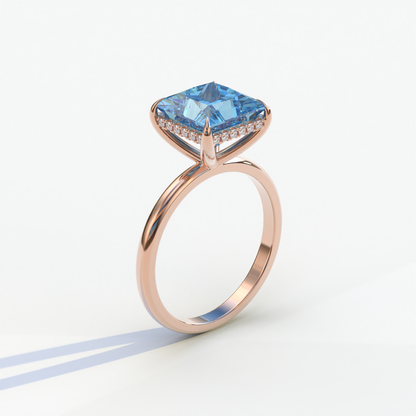 3 Carat Princess Cut Blue Lab Diamond Engagement Ring - Bellissimo