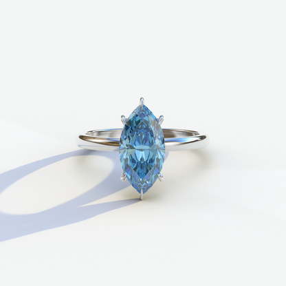 3 Carat Blue Marquise Cut Solitaire Diamond Ring	