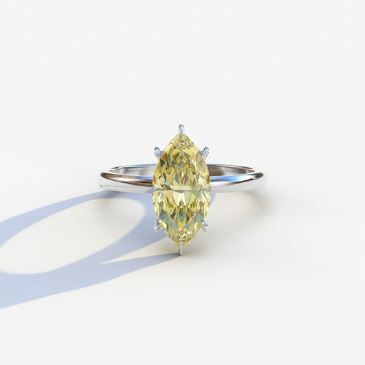 3 Carat Yellow Marquise Cut Solitaire Diamond Ring	