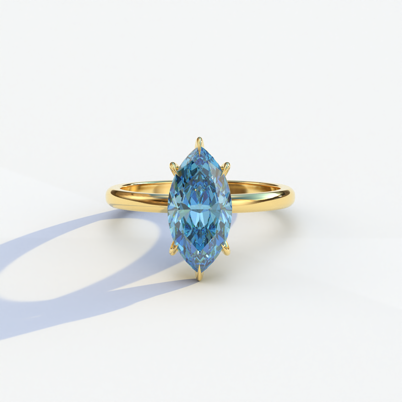 3 Carat Blue Marquise Cut Solitaire Diamond Ring - Celestina