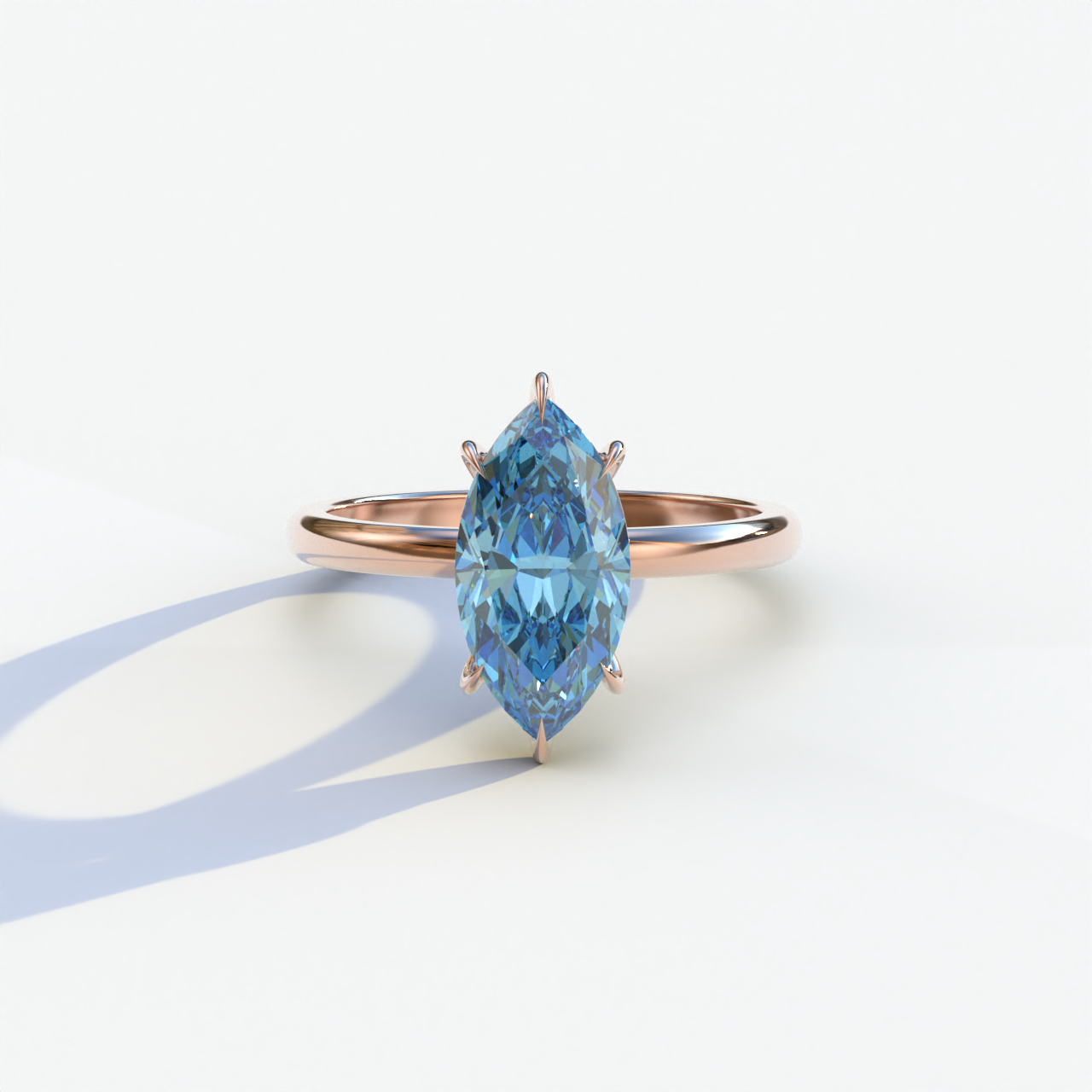 3 Carat Blue Marquise Cut Solitaire Diamond Ring - Celestina