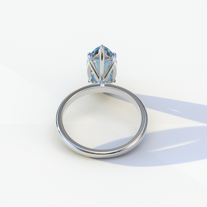 3 Carat Blue Marquise Cut Solitaire Diamond Ring - Celestina