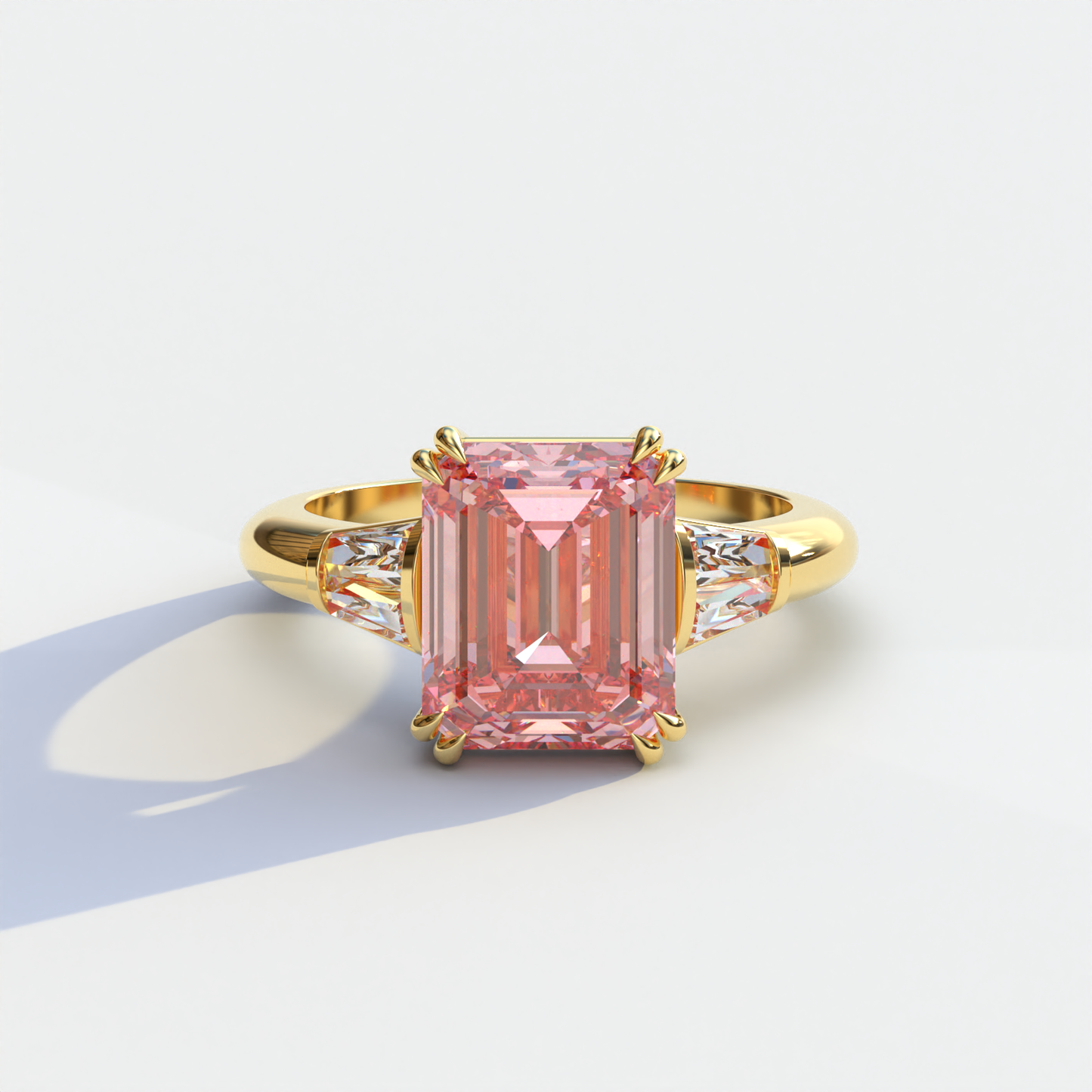 3 Carat Pink Emerald & Baguette Cut Multi Stone Lab Diamond Ring - Lami