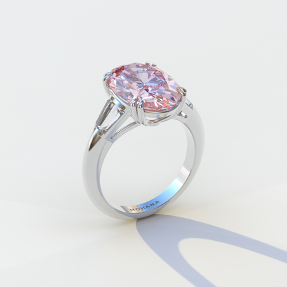 3 Carat Pink Oval & Baguette Lab Diamond Ring - Persi