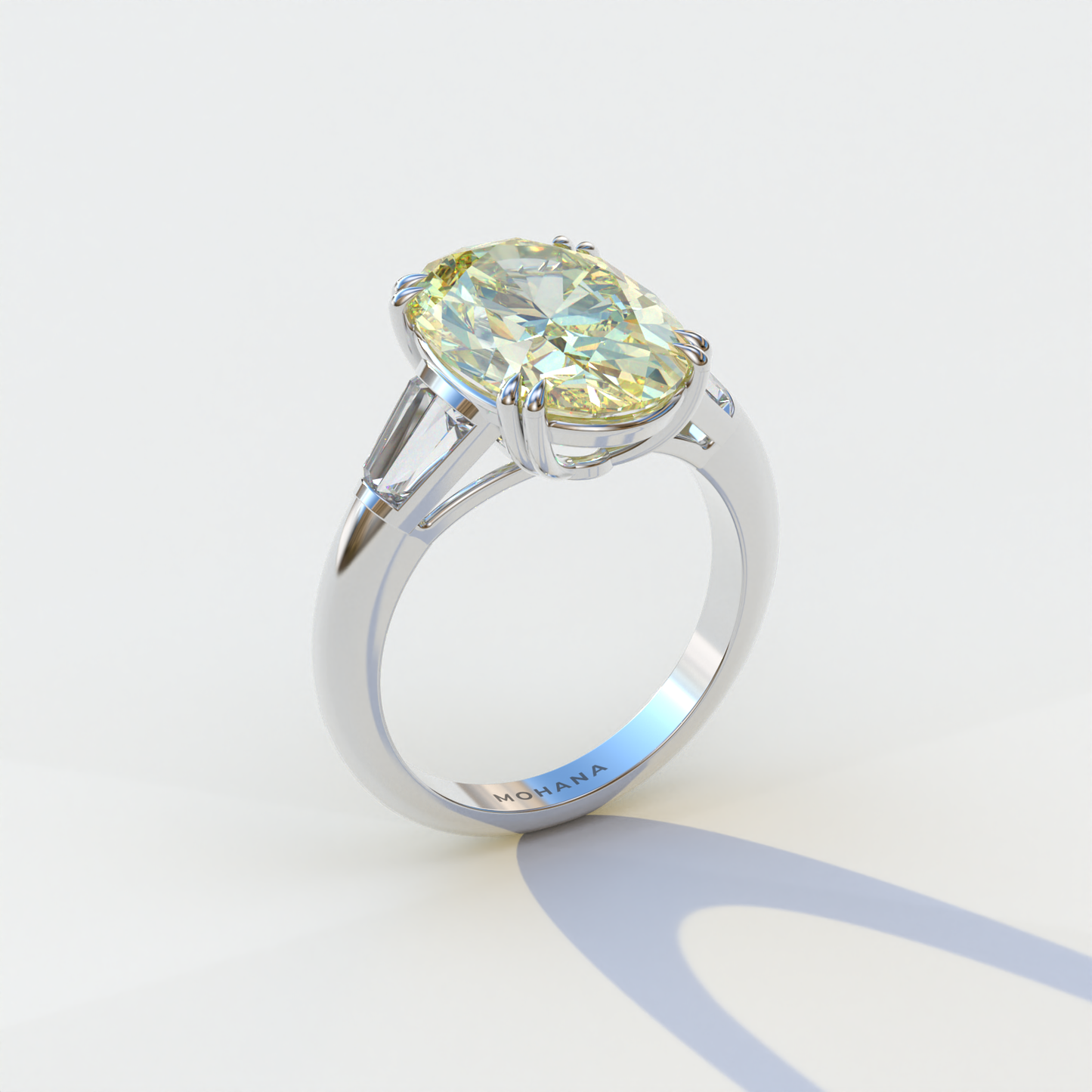 3 Carat Yellow Oval & Baguette Lab Diamond Ring - Persi