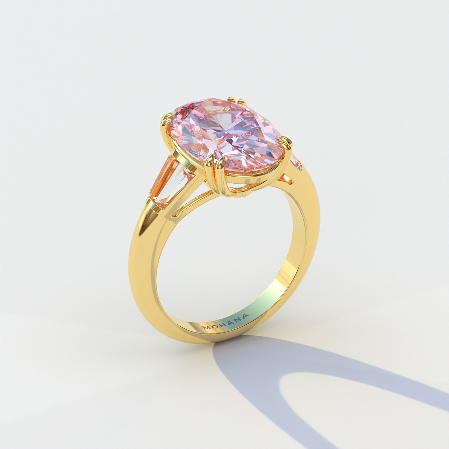 3 Carat Pink Oval & Baguette Lab Diamond Ring - Persi