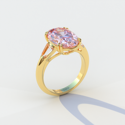 3 Carat Pink Oval & Baguette Lab Diamond Ring - Persi