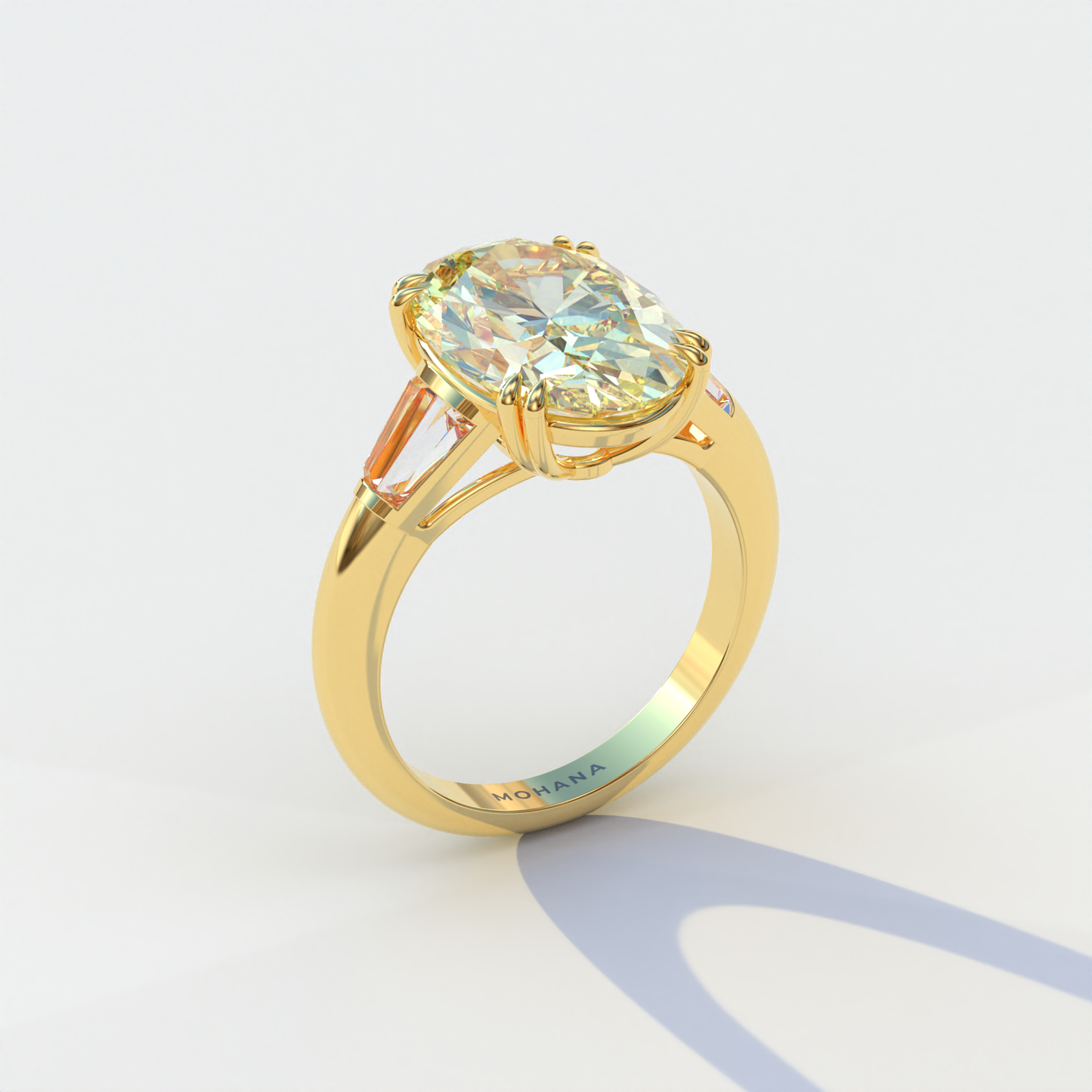 3 Carat Yellow Oval & Baguette Lab Diamond Ring - Persi