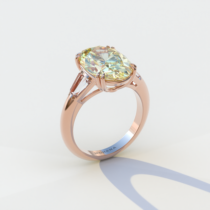 3 Carat Yellow Oval & Baguette Lab Diamond Ring - Persi