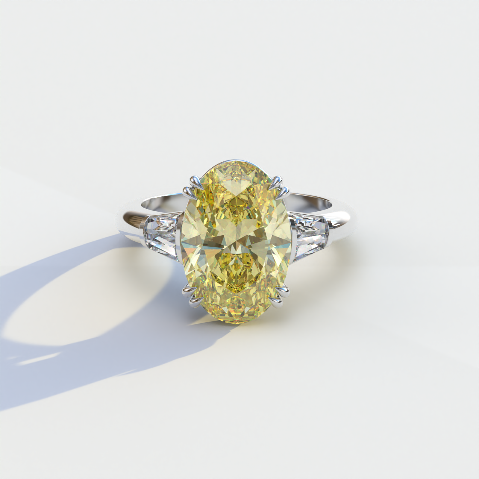 3 Carat Yellow Oval & Baguette Lab Diamond Ring	