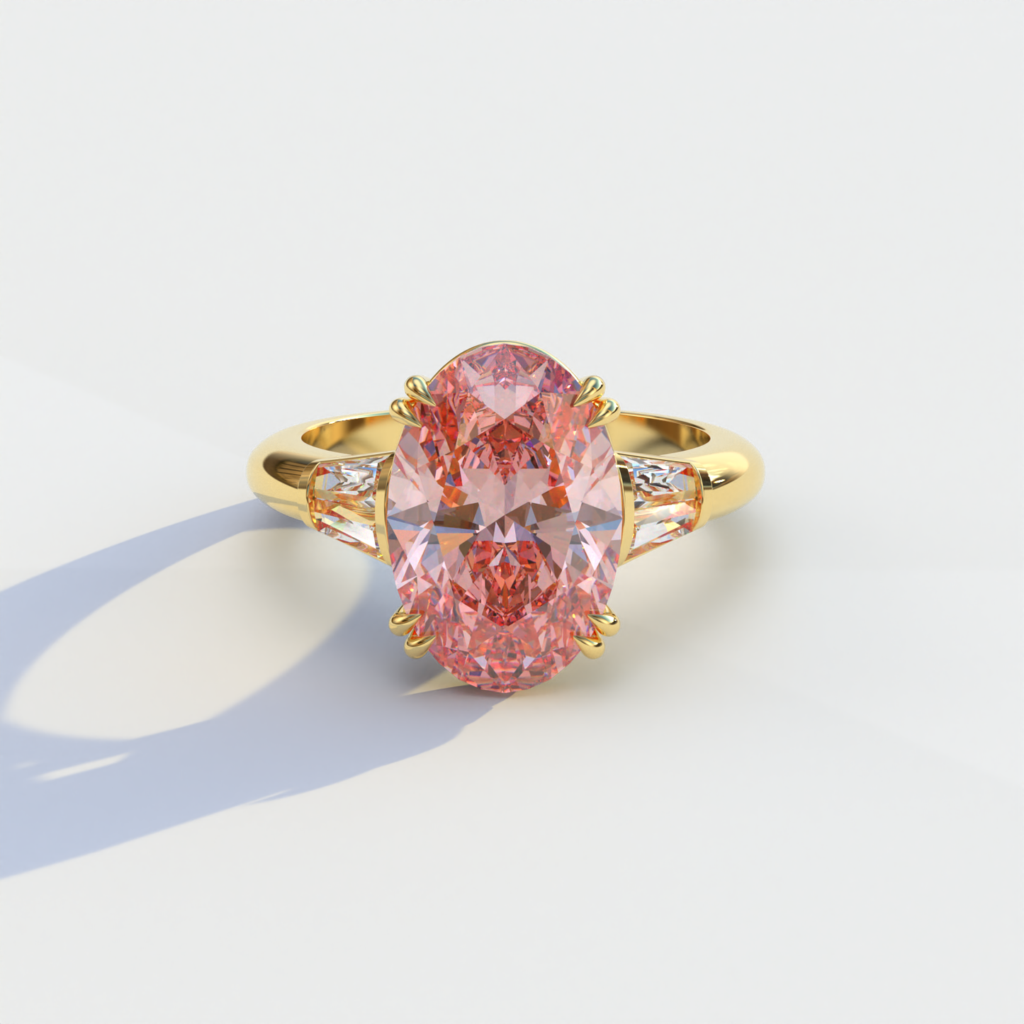 3 Carat Pink Oval & Baguette Lab Diamond Ring - Persi