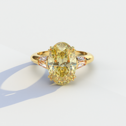 3 Carat Yellow Oval & Baguette Lab Diamond Ring - Persi