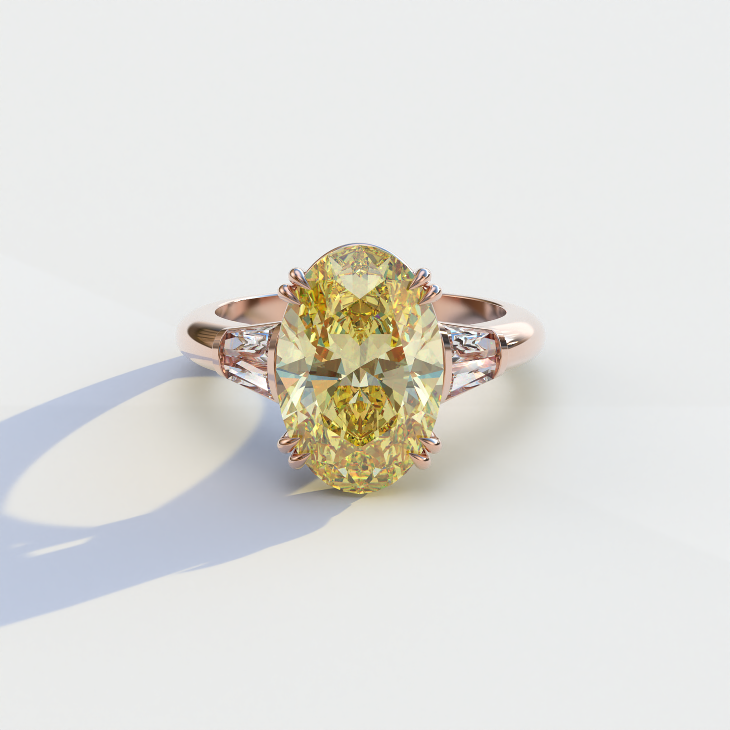 3 Carat Yellow Oval & Baguette Lab Diamond Ring - Persi