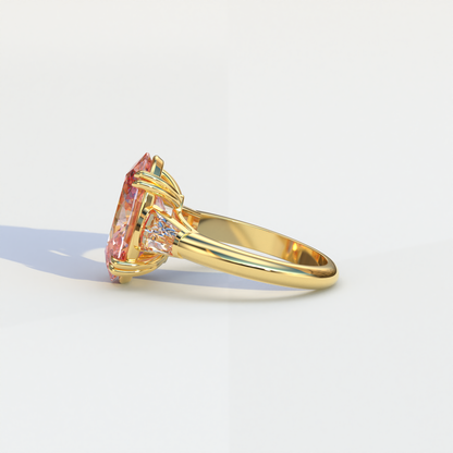 3 Carat Pink Oval & Baguette Lab Diamond Ring - Persi