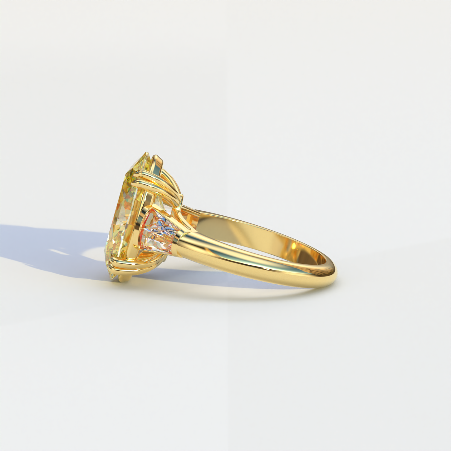 3 Carat Yellow Oval & Baguette Lab Diamond Ring - Persi