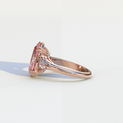 3 Carat Pink Oval & Baguette Lab Diamond Ring - Persi