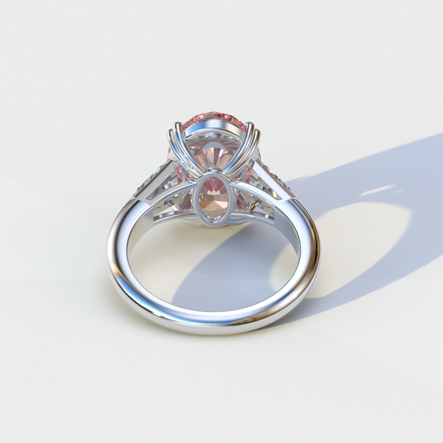 3 Carat Pink Oval & Baguette Lab Diamond Ring - Persi