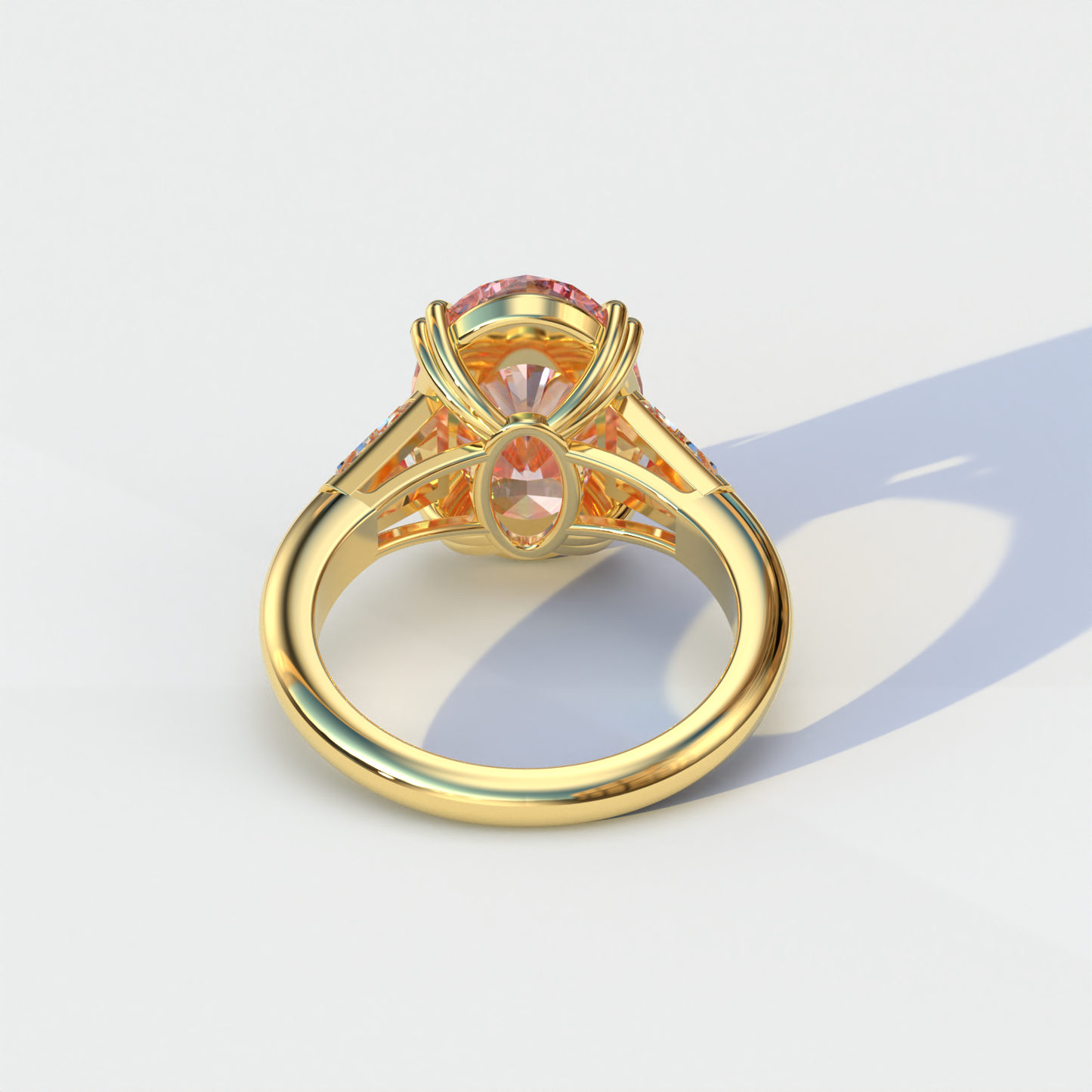 3 Carat Pink Oval & Baguette Lab Diamond Ring - Persi