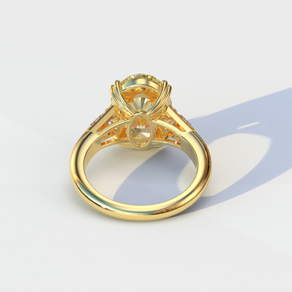 3 Carat Yellow Oval & Baguette Lab Diamond Ring - Persi