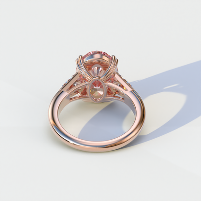 3 Carat Pink Oval & Baguette Lab Diamond Ring - Persi