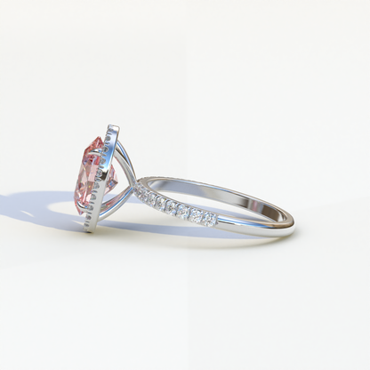 2.5 Carat Pink Oval Cut Halo & Pave Lab Grown Diamond Ring - Annabella