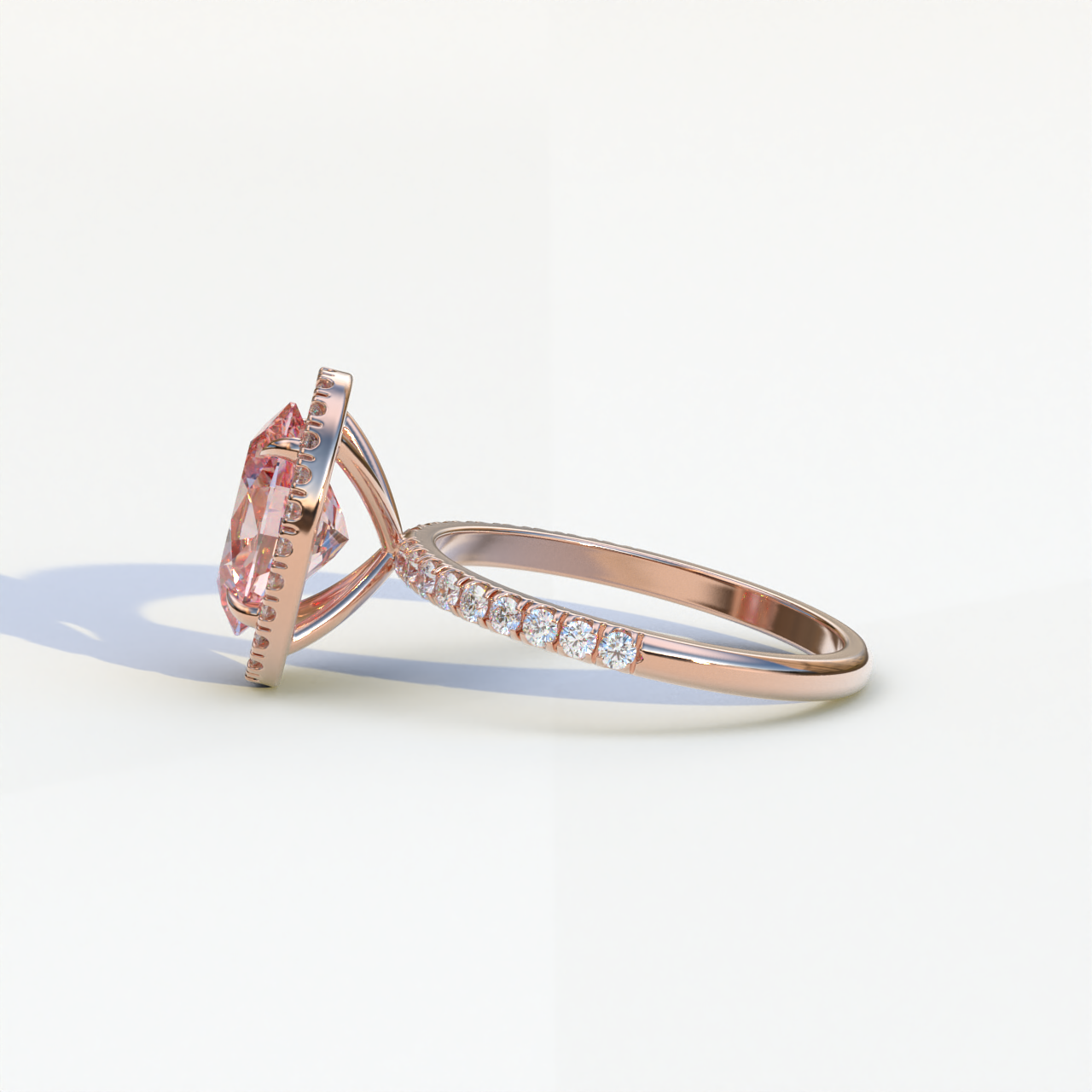 2.5 Carat Pink Oval Cut Halo & Pave Lab Grown Diamond Ring - Annabella