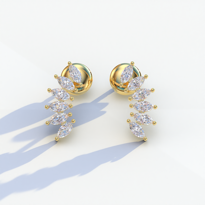 Angle Wings - Marquise Cut Diamond Stud Earrings