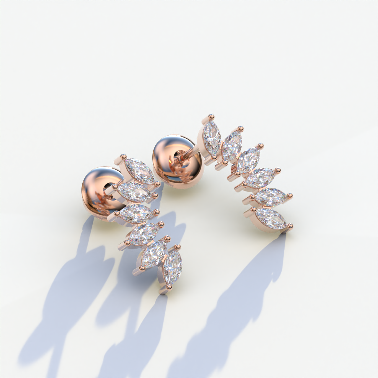 Angle Wings - Marquise Cut Diamond Stud Earrings