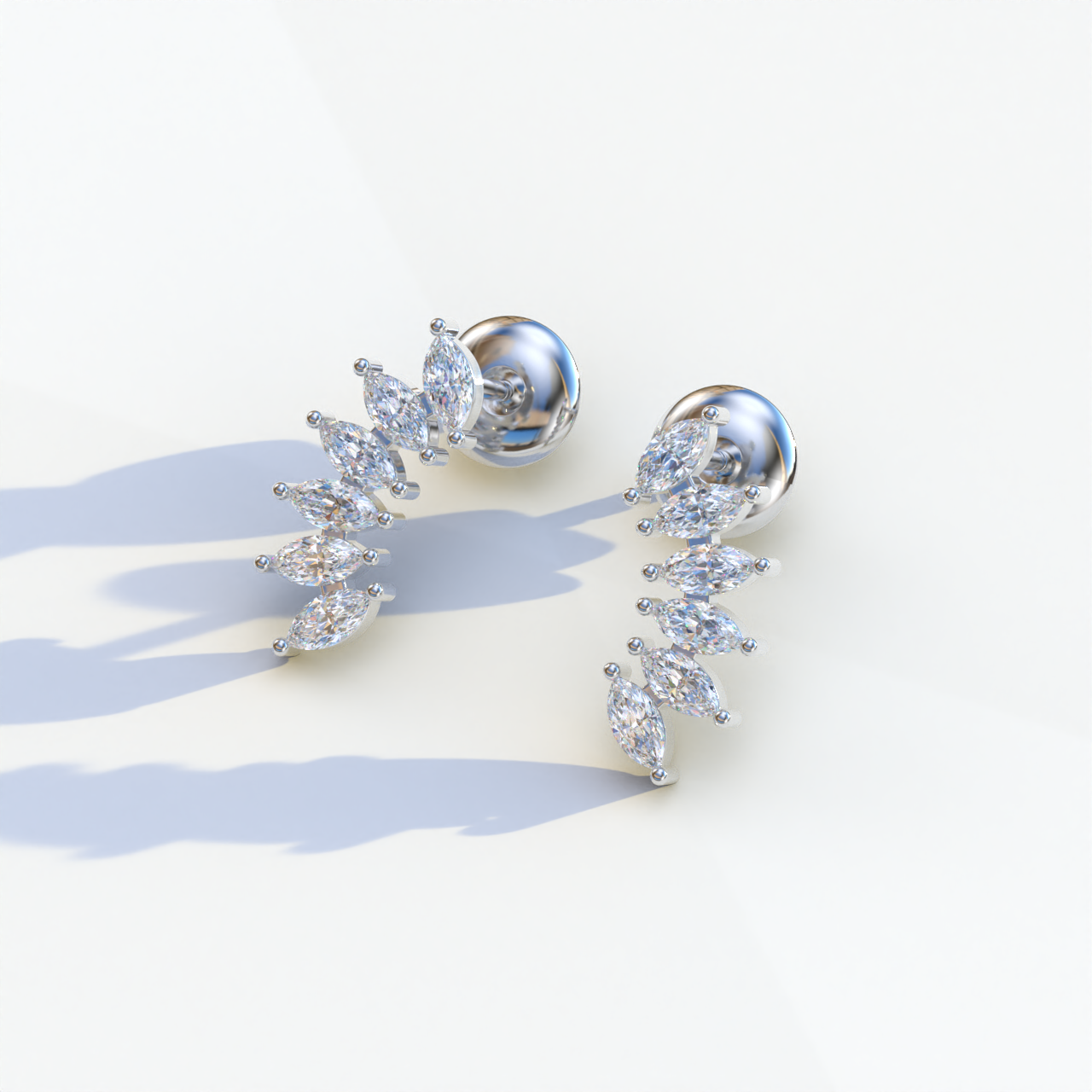 Angle Wings - Marquise Cut Diamond Stud Earrings