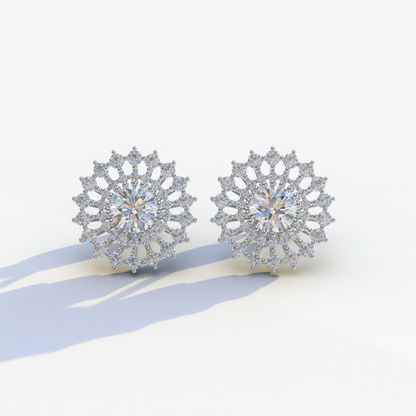 Aster - Colorless Round Cut Diamond Stud Earrings