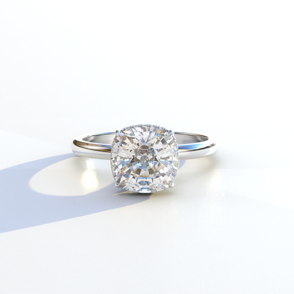 3 Carat E VVS Cushion Lab Diamond Hidden Halo Ring - Adore