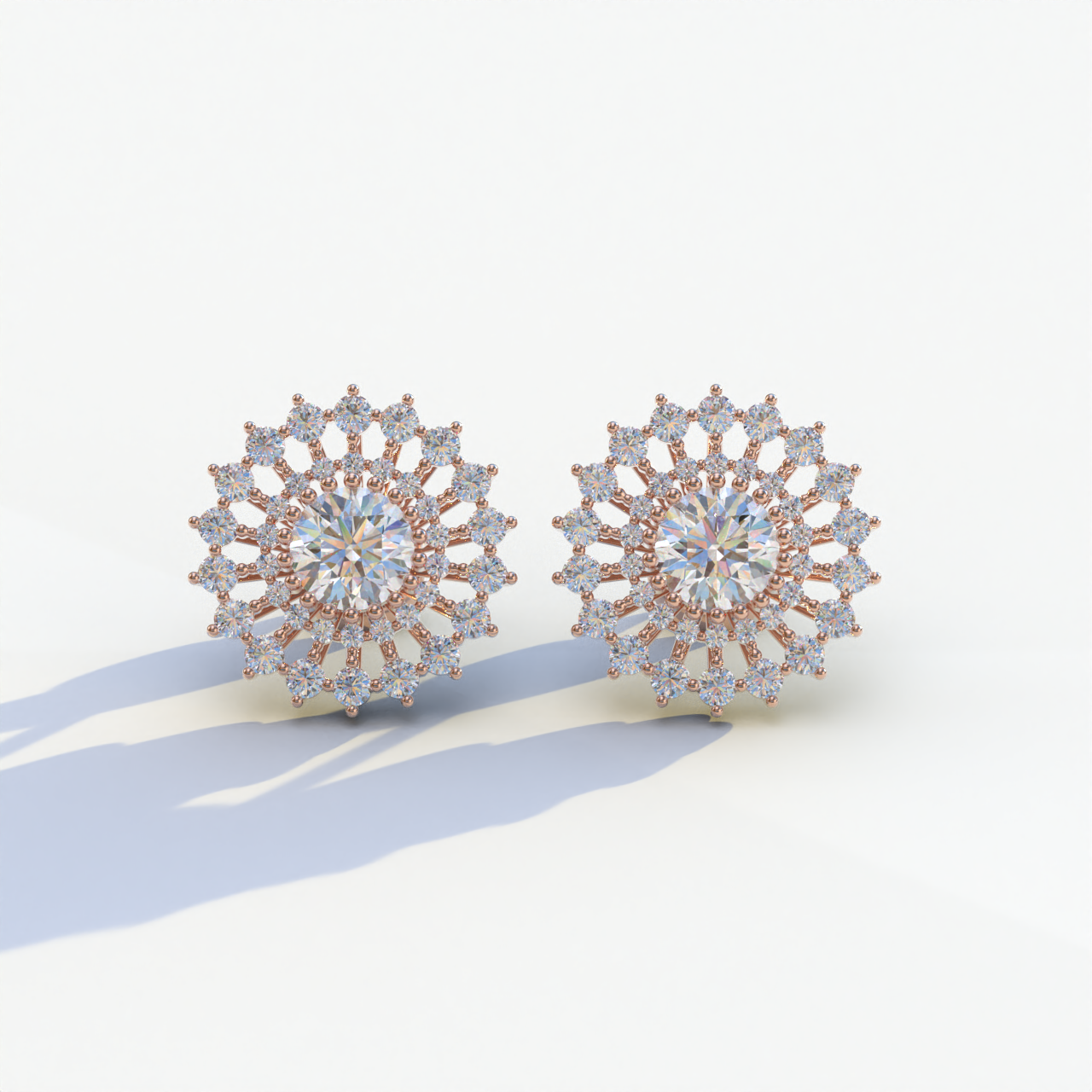 Aster - Colorless Round Cut Diamond Stud Earrings