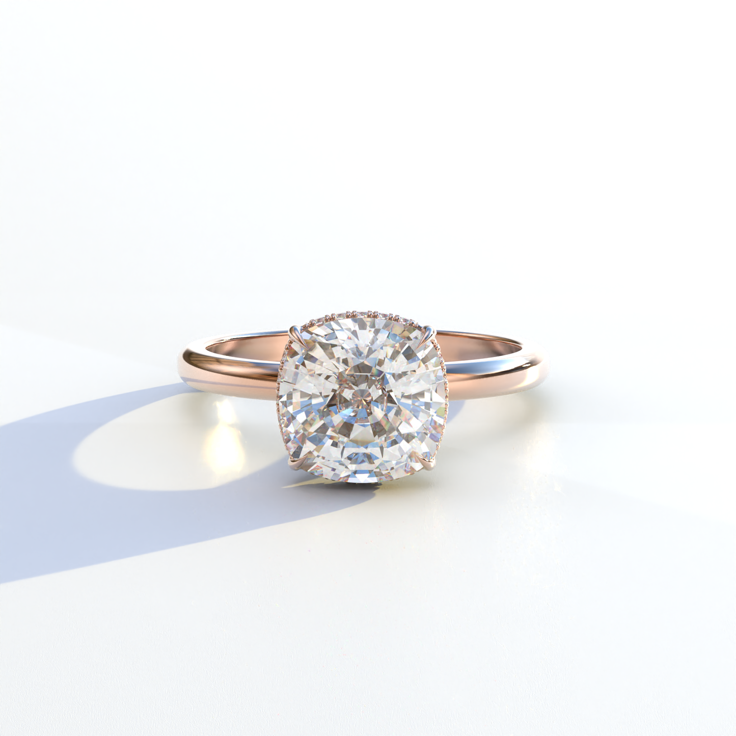 3 Carat E VVS Cushion Lab Diamond Hidden Halo Ring - Adore