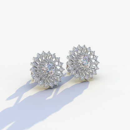 Aster - Colorless Round Cut Diamond Stud Earrings