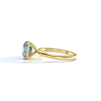 3 Carat Blue Cushion Lab Diamond Hidden Halo Ring - Adore