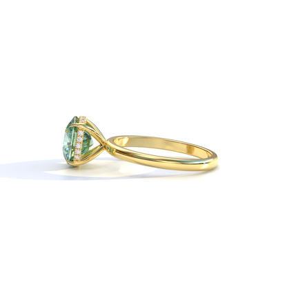 3 Carat Green Cushion Lab Diamond Hidden Halo Ring - Adore