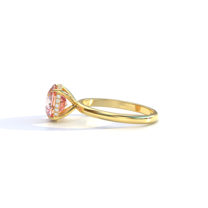 3 Carat Pink Cushion Lab Diamond Hidden Halo Ring - Adore