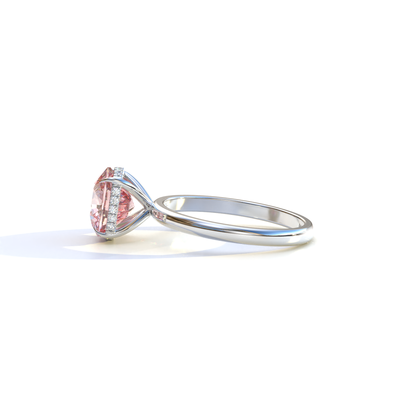 3 Carat Pink Cushion Lab Diamond Hidden Halo Ring - Adore