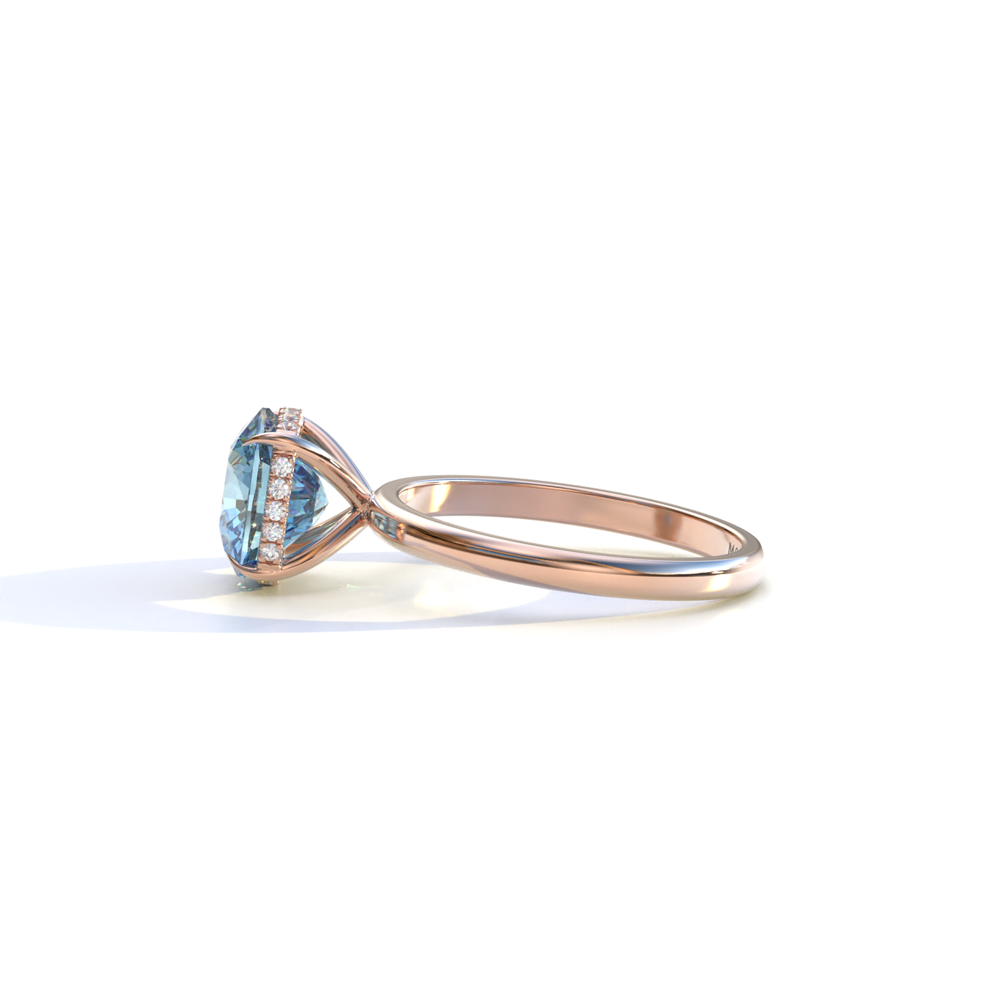 3 Carat Blue Cushion Lab Diamond Hidden Halo Ring - Adore