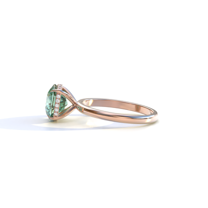 3 Carat Green Cushion Lab Diamond Hidden Halo Ring - Adore