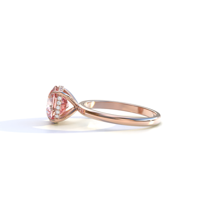 3 Carat Pink Cushion Lab Diamond Hidden Halo Ring - Adore