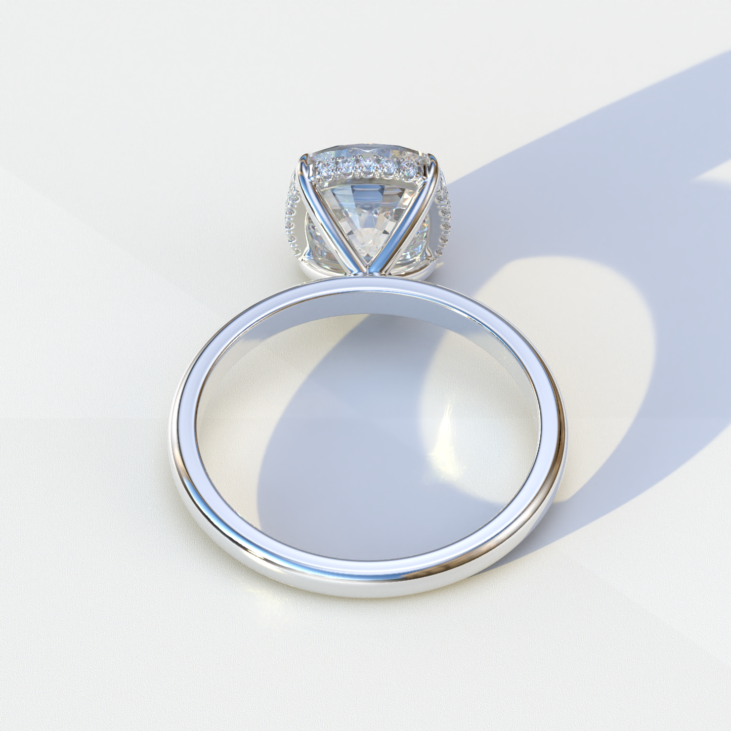 3 Carat E VVS Cushion Lab Diamond Hidden Halo Ring - Adore