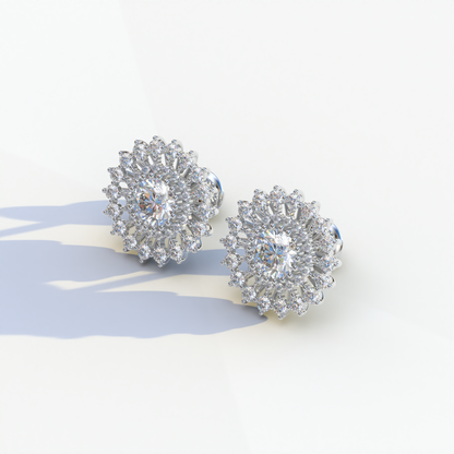 Aster - Colorless Round Cut Diamond Stud Earrings