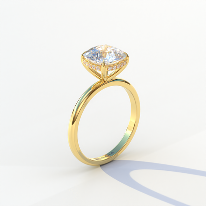 3 Carat E VVS Cushion Lab Diamond Hidden Halo Ring - Adore