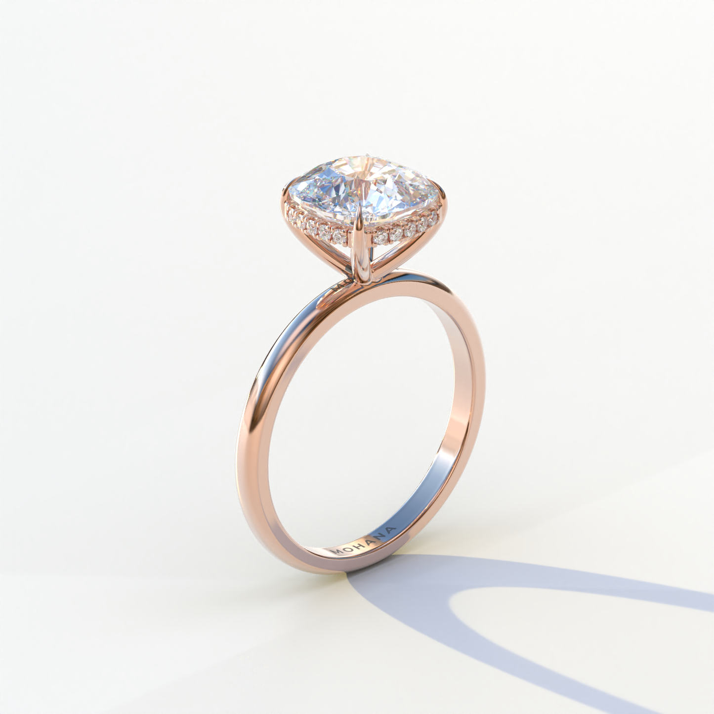 3 Carat E VVS Cushion Lab Diamond Hidden Halo Ring - Adore