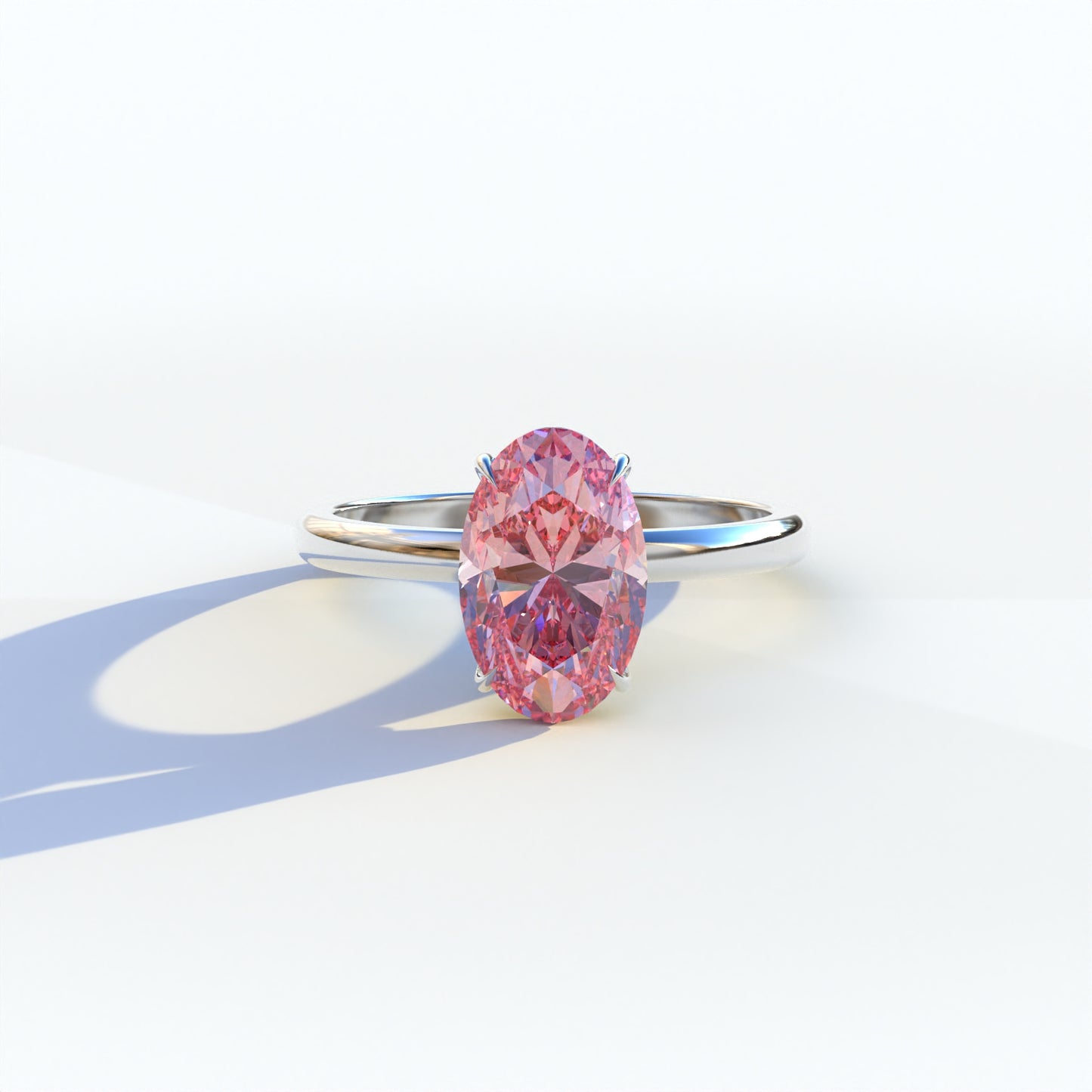 2 Carat Pink Oval Cut Solitaire Lab Diamond Ring	