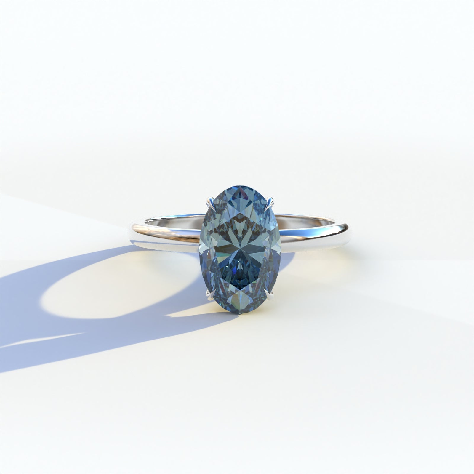 2 Carat Blue Oval Cut Solitaire Lab Diamond Ring	